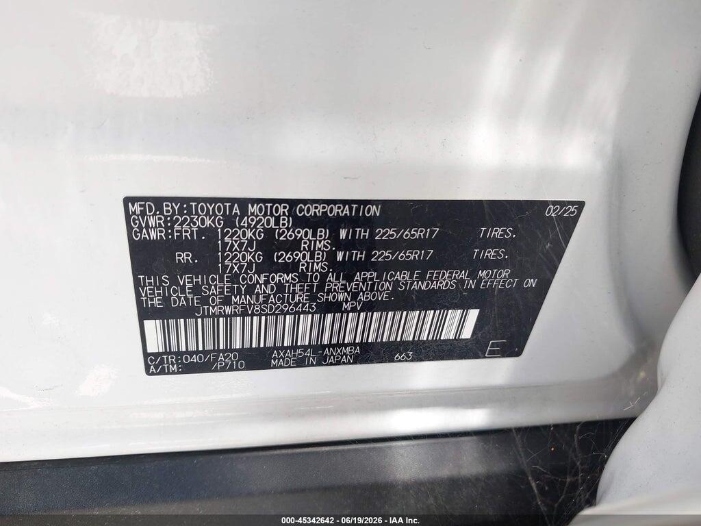 JTMRWRFV8SD296443 2025 TOYOTA RAV4 HYBRID photo no. 9