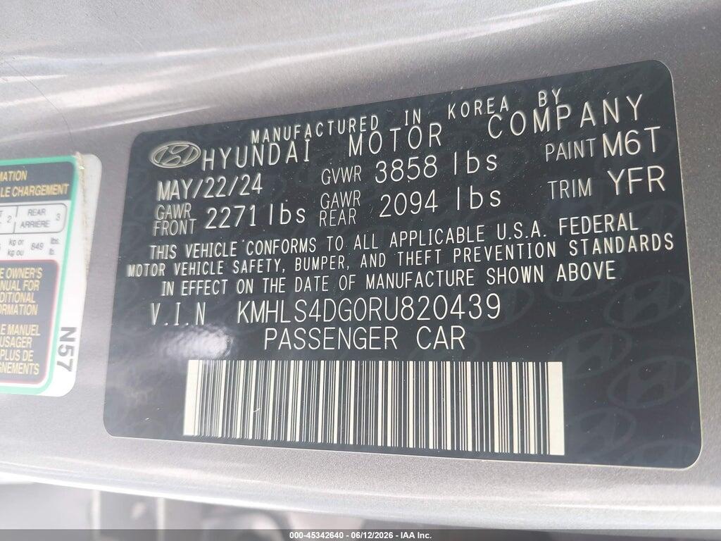 KMHLS4DG0RU820439 2024 HYUNDAI ELANTRA photo no. 9