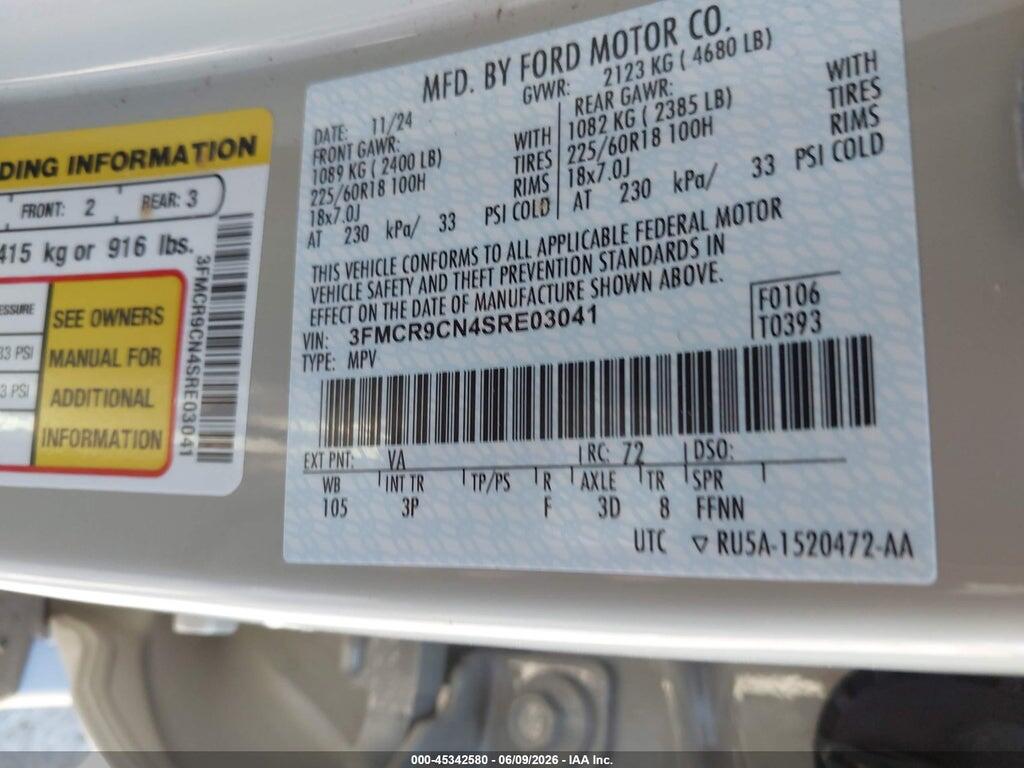 3FMCR9CN4SRE03041 2025 FORD BRONCO SPORT photo no. 9