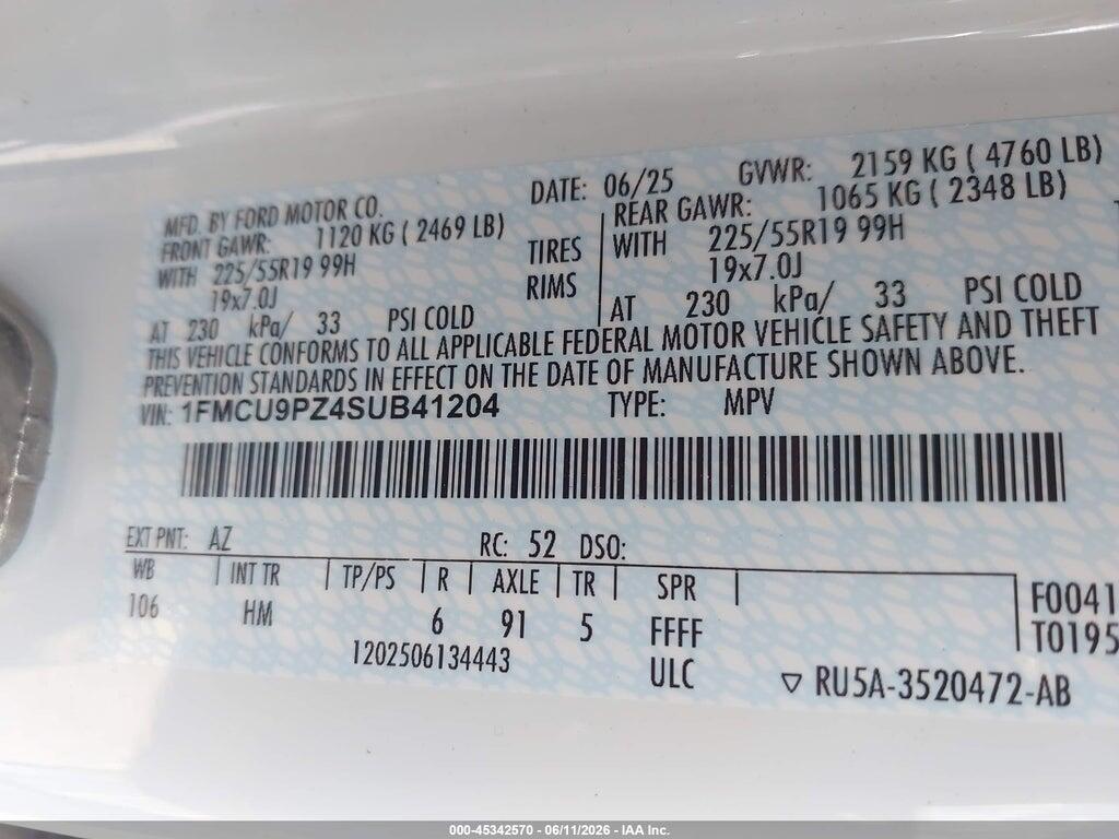 1FMCU9PZ4SUB41204 2025 FORD ESCAPE photo no. 9