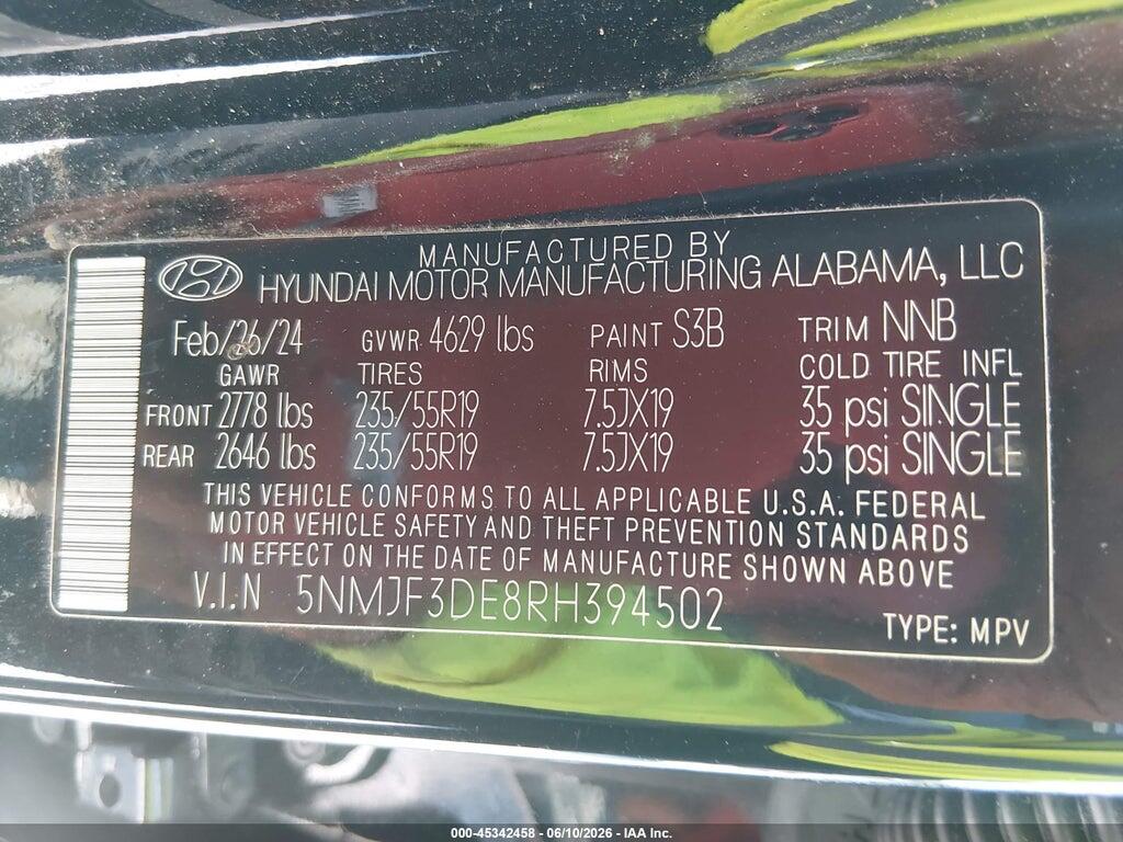 5NMJF3DE8RH394502 2024 HYUNDAI TUCSON photo no. 9