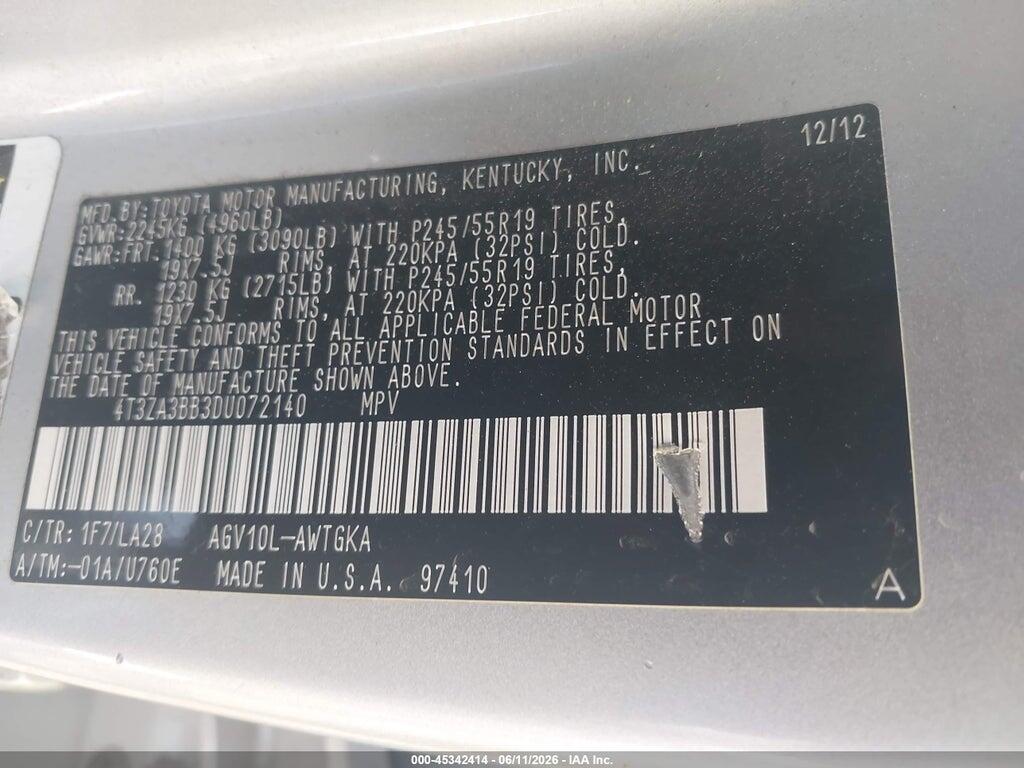 4T3ZA3BB3DU072140 2013 TOYOTA VENZA photo no. 9