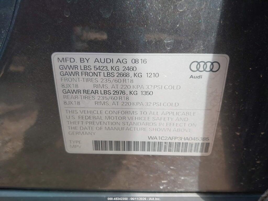 WA1C2AFP3HA045385 2017 AUDI Q5 photo no. 9