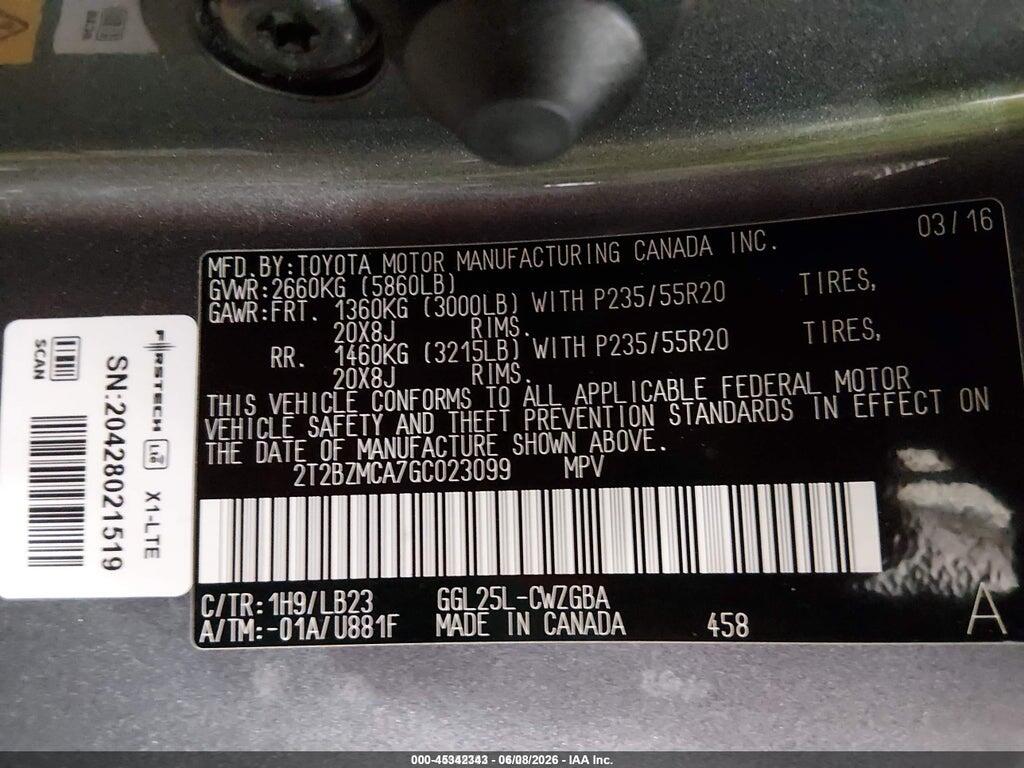 2T2BZMCA7GC023099 2016 LEXUS RX 350 photo no. 9