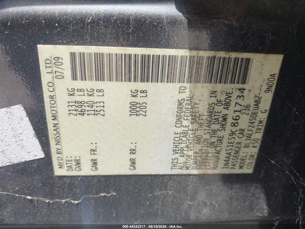 1N4AA51E59C861734 2009 NISSAN MAXIMA photo no. 9