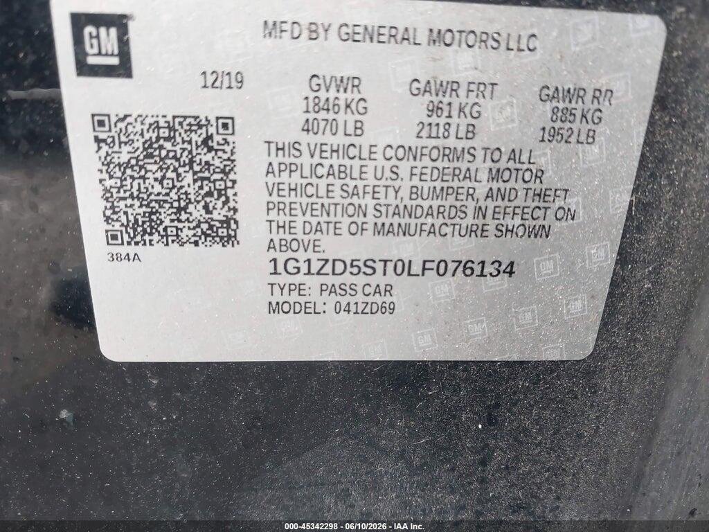 1G1ZD5ST0LF076134 2020 CHEVROLET MALIBU photo no. 9