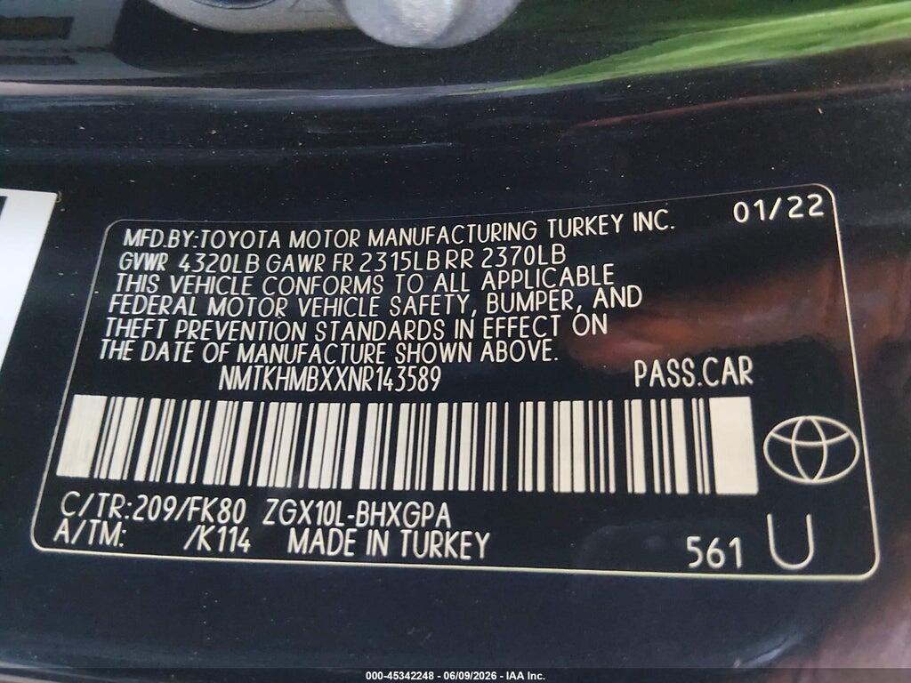 NMTKHMBXXNR143589 2022 TOYOTA C-HR photo no. 9