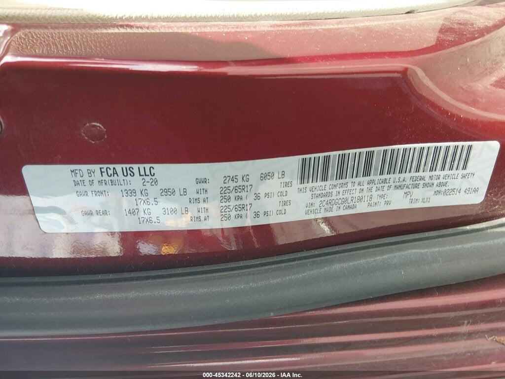 2C4RDGCG0LR180118 2020 DODGE GRAND CARAVAN photo no. 9