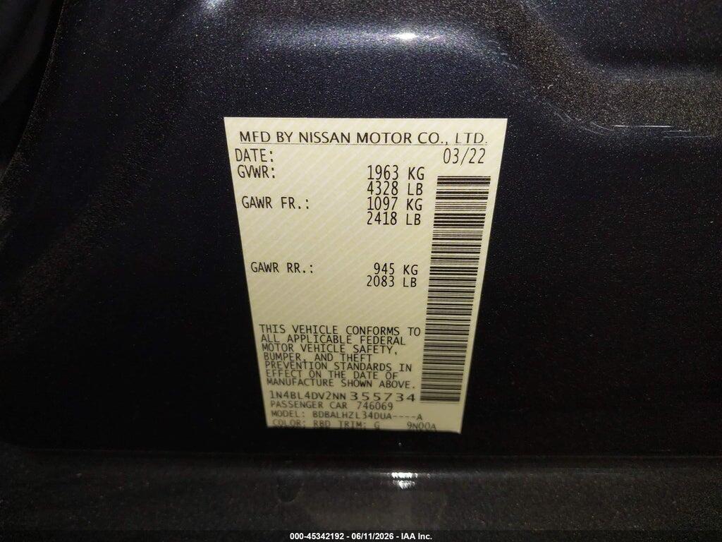 1N4BL4DV2NN355734 2022 NISSAN ALTIMA photo no. 9