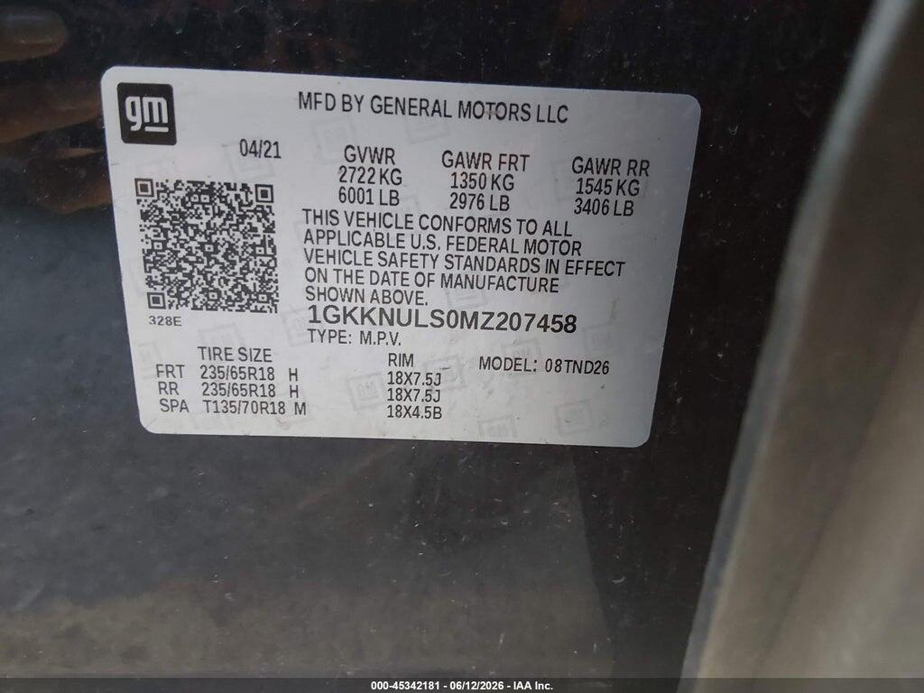 1GKKNULS0MZ207458 2021 GMC ACADIA photo no. 9