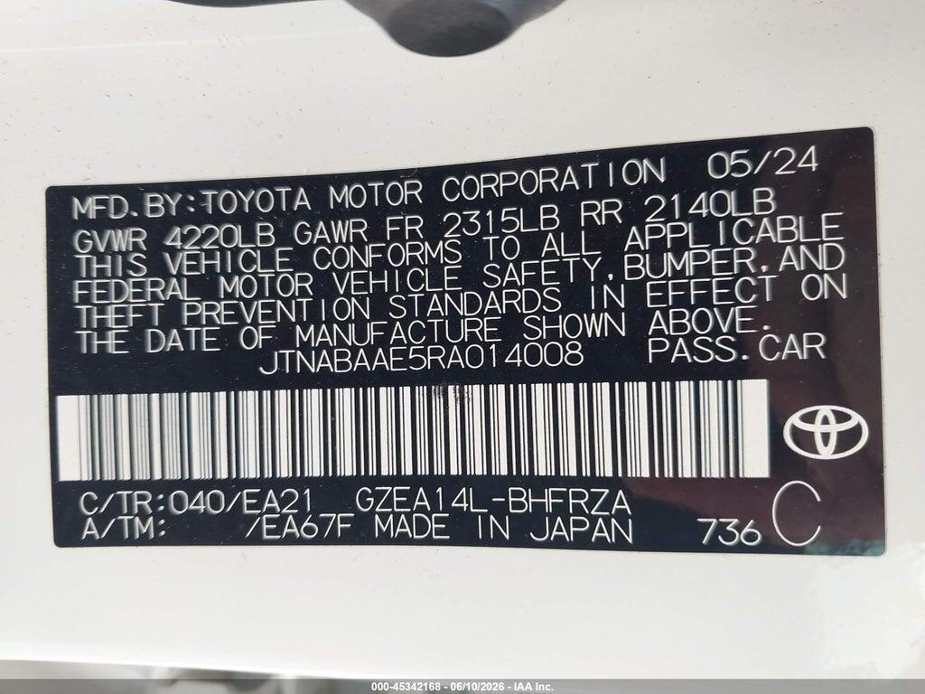 JTNABAAE5RA014008 2024 TOYOTA GR COROLLA photo no. 9