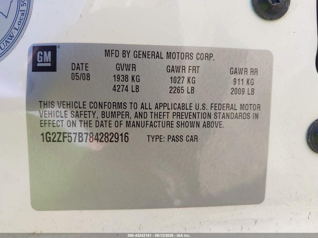 1G2ZF57B784282916 2008 PONTIAC G6 photo no. 9