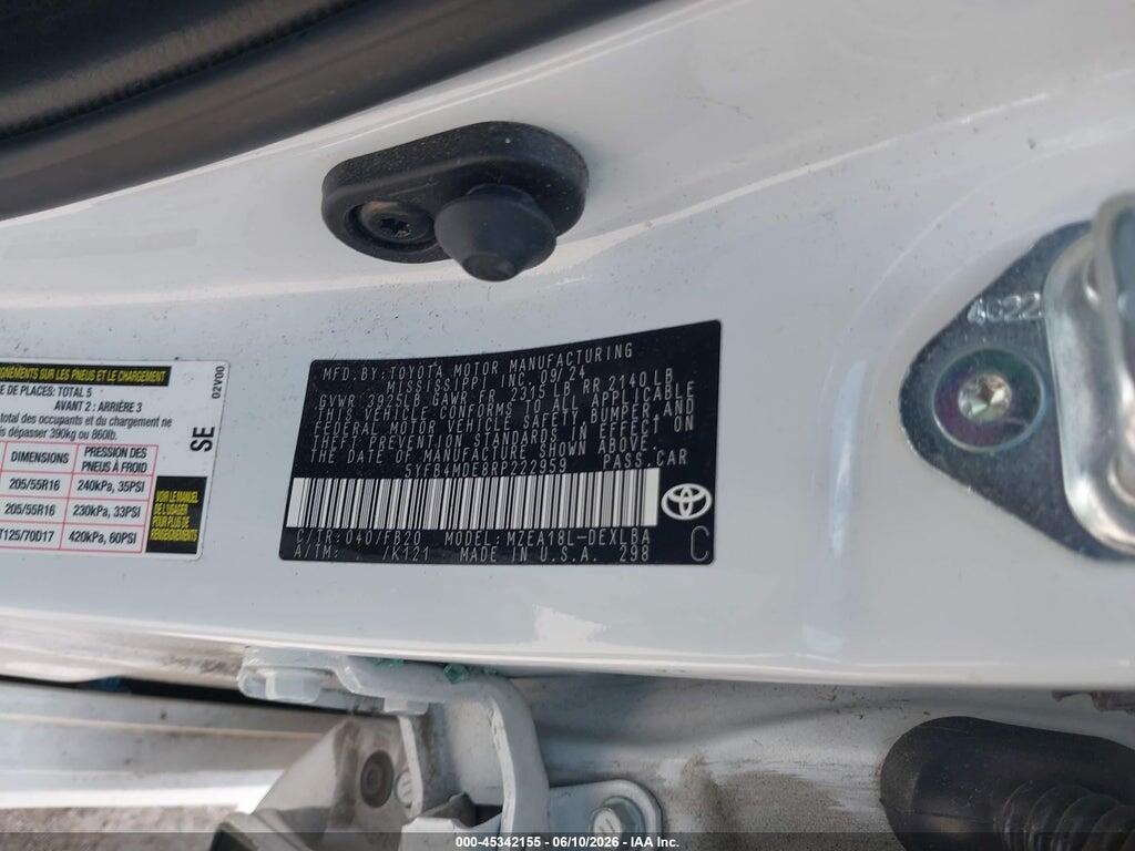 5YFB4MDE8RP222959 2024 TOYOTA COROLLA photo no. 9