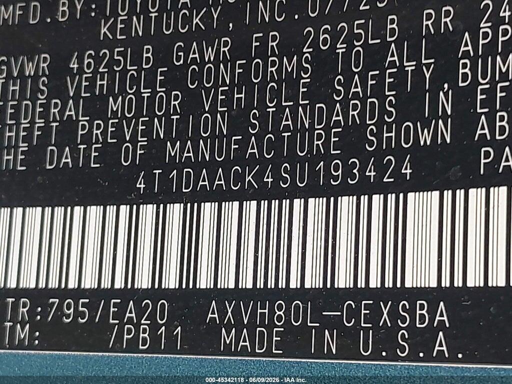 4T1DAACK4SU193424 2025 TOYOTA CAMRY photo no. 9