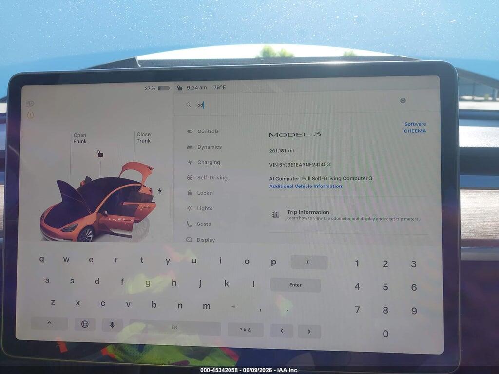5YJ3E1EA3NF241453 2022 TESLA MODEL 3 photo no. 7