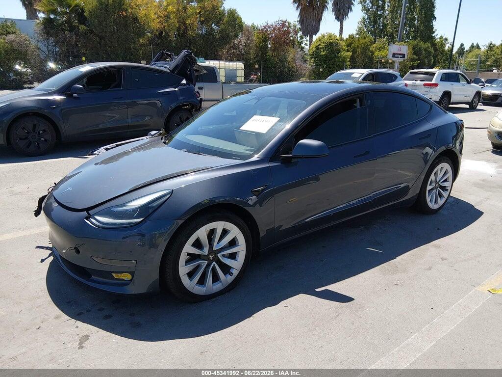 5YJ3E1EB9NF138756 2022 TESLA MODEL 3 photo no. 2