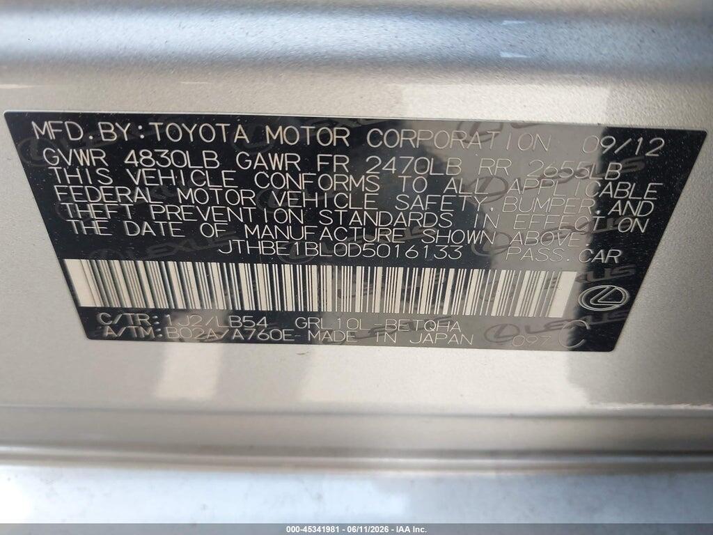 JTHBE1BL0D5016133 2013 LEXUS GS 350 photo no. 9