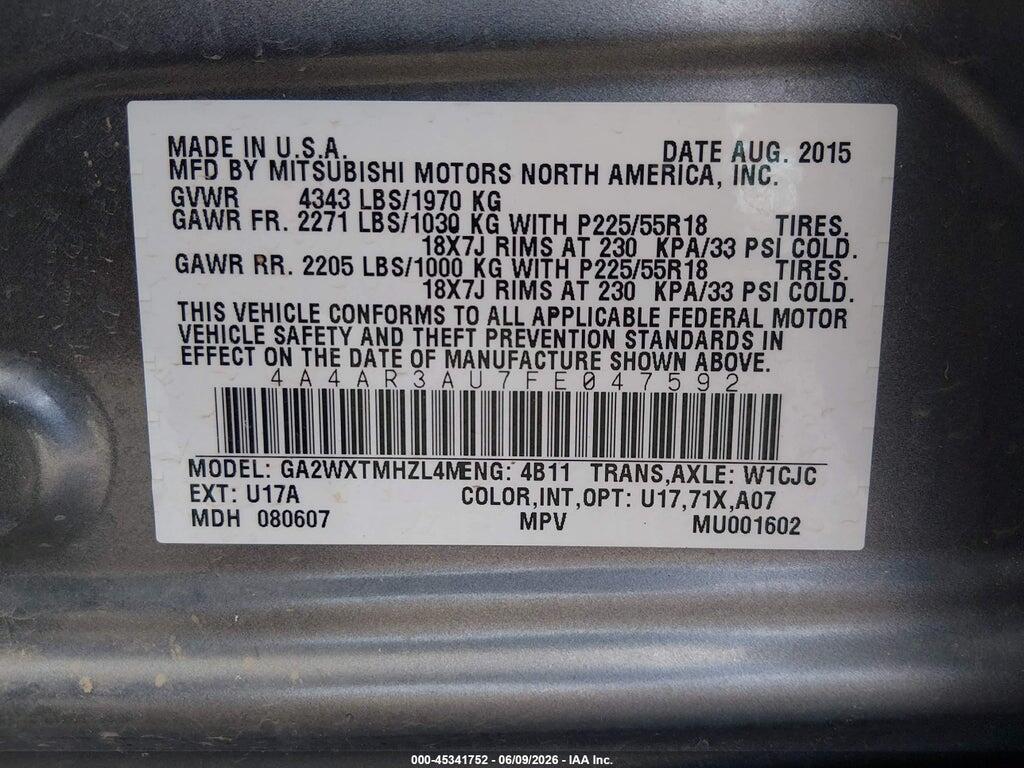 4A4AR3AU7FE047592 2015 MITSUBISHI OUTLANDER SPORT photo no. 9