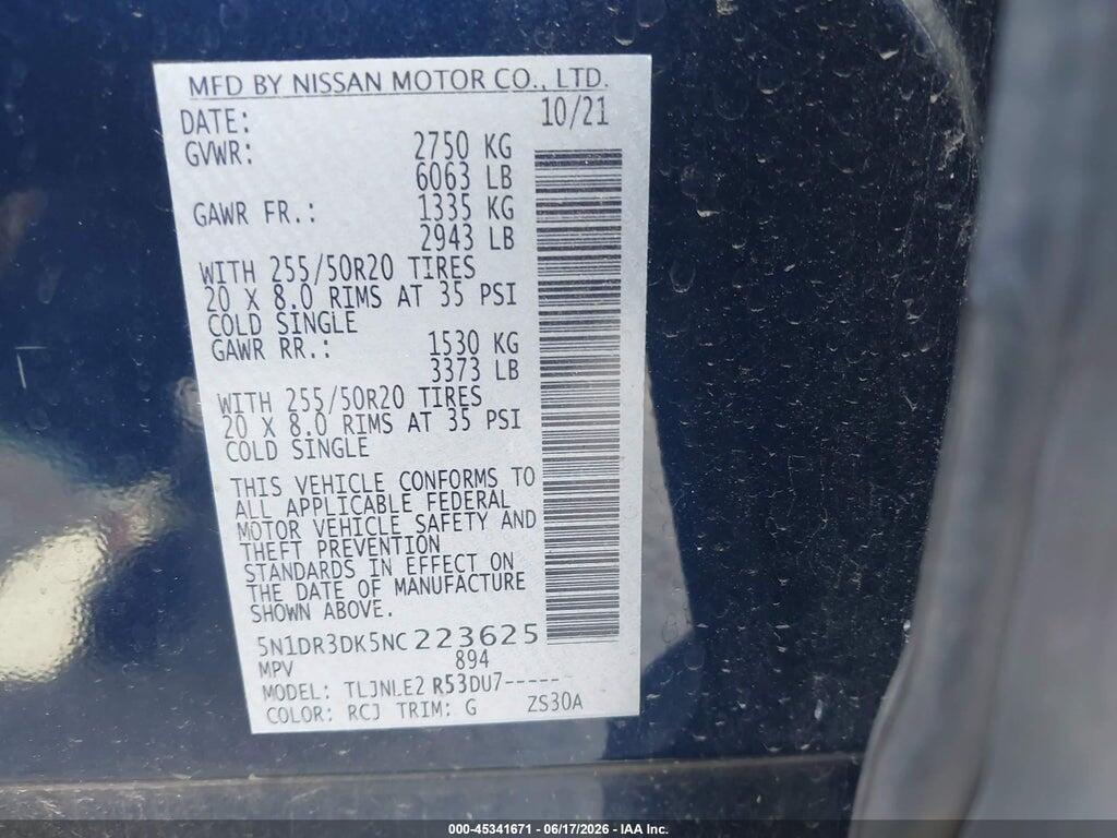 5N1DR3DK5NC223625 2022 NISSAN PATHFINDER photo no. 9