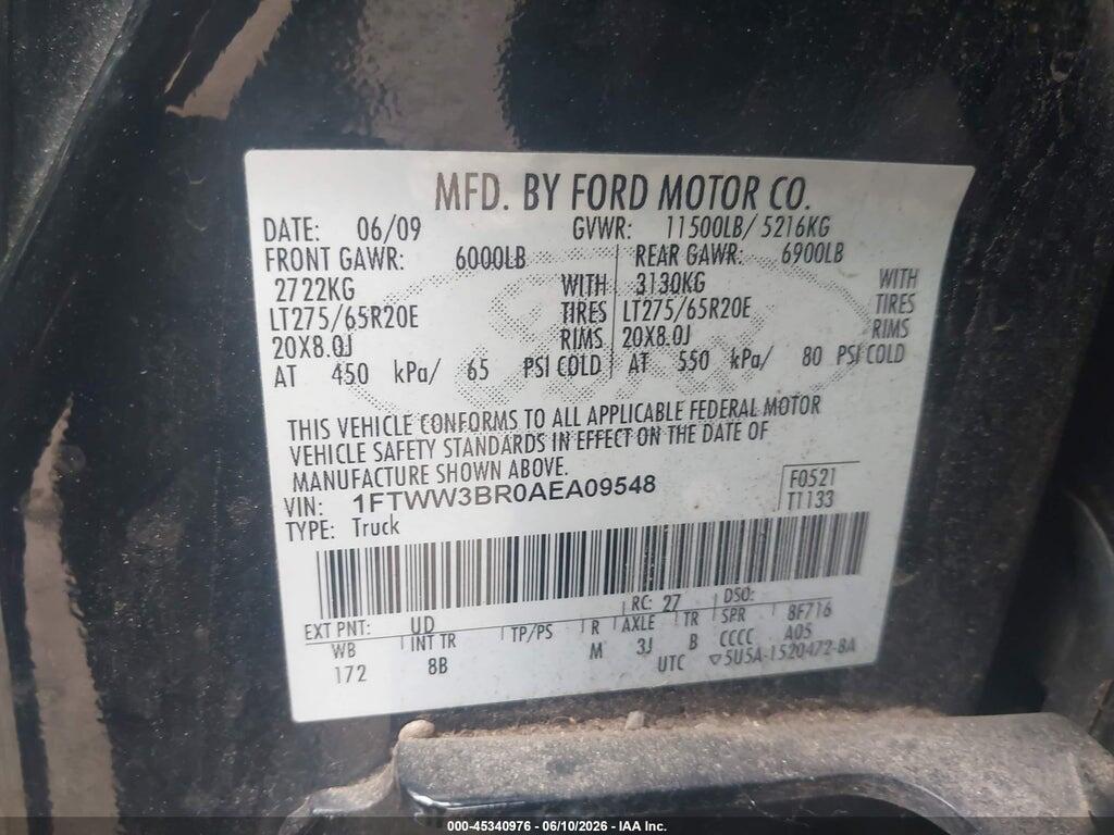 1FTWW3BR0AEA09548 2010 FORD SUPER DUTY F-350 SRW photo no. 9