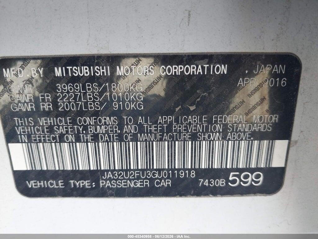 JA32U2FU3GU011918 2016 MITSUBISHI LANCER photo no. 9