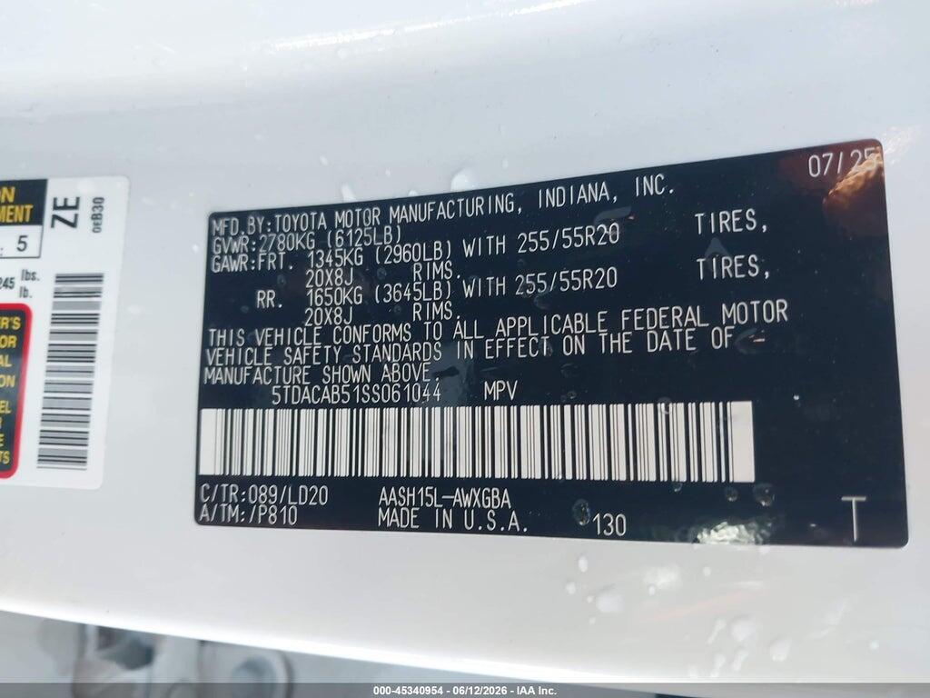 5TDACAB51SS061044 2025 TOYOTA GRAND HIGHLANDER photo no. 9