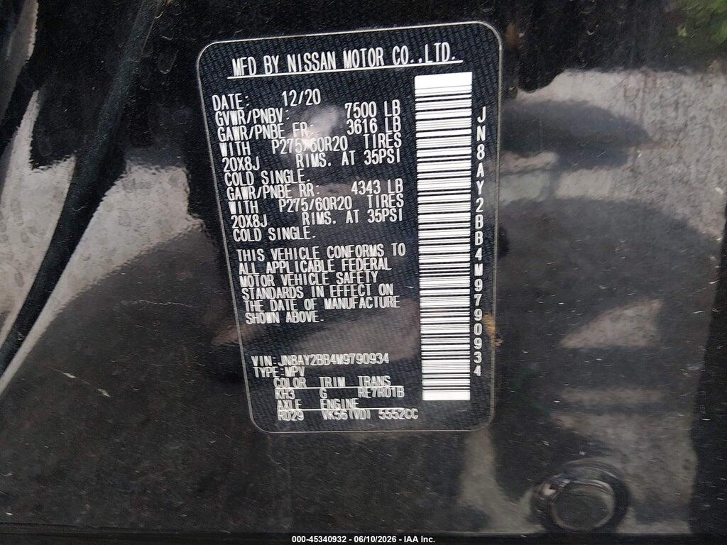 JN8AY2BB4M9790934 2021 NISSAN ARMADA photo no. 9