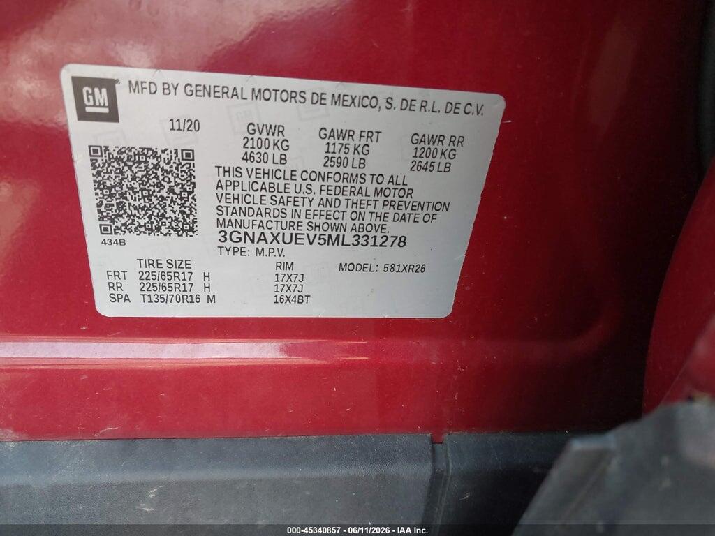 3GNAXUEV5ML331278 2021 CHEVROLET EQUINOX photo no. 9