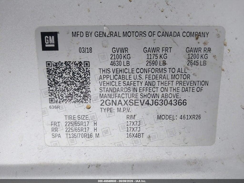 2GNAXSEV4J6304366 2018 CHEVROLET EQUINOX photo no. 9