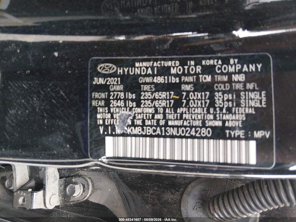 KM8JBCA13NU024280 2022 HYUNDAI TUCSON HYBRID photo no. 9