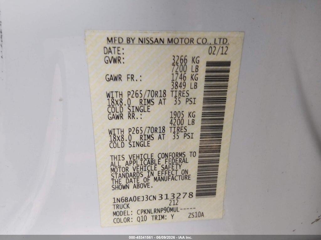1N6BA0EJ3CN313278 2012 NISSAN TITAN photo no. 9