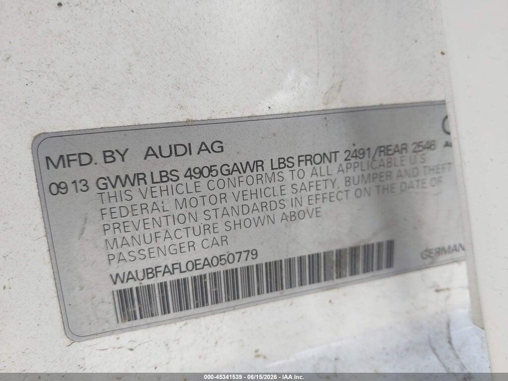 WAUBFAFL0EA050779 2014 AUDI A4 photo no. 9
