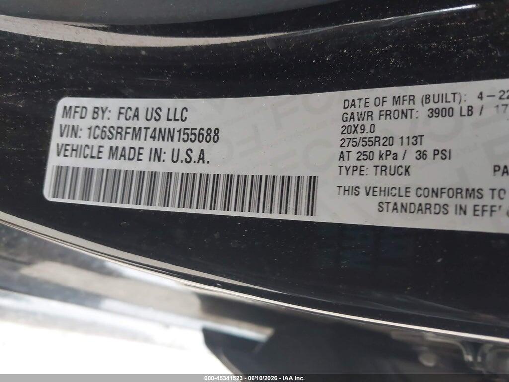 1C6SRFMT4NN155688 2022 RAM 1500 photo no. 9