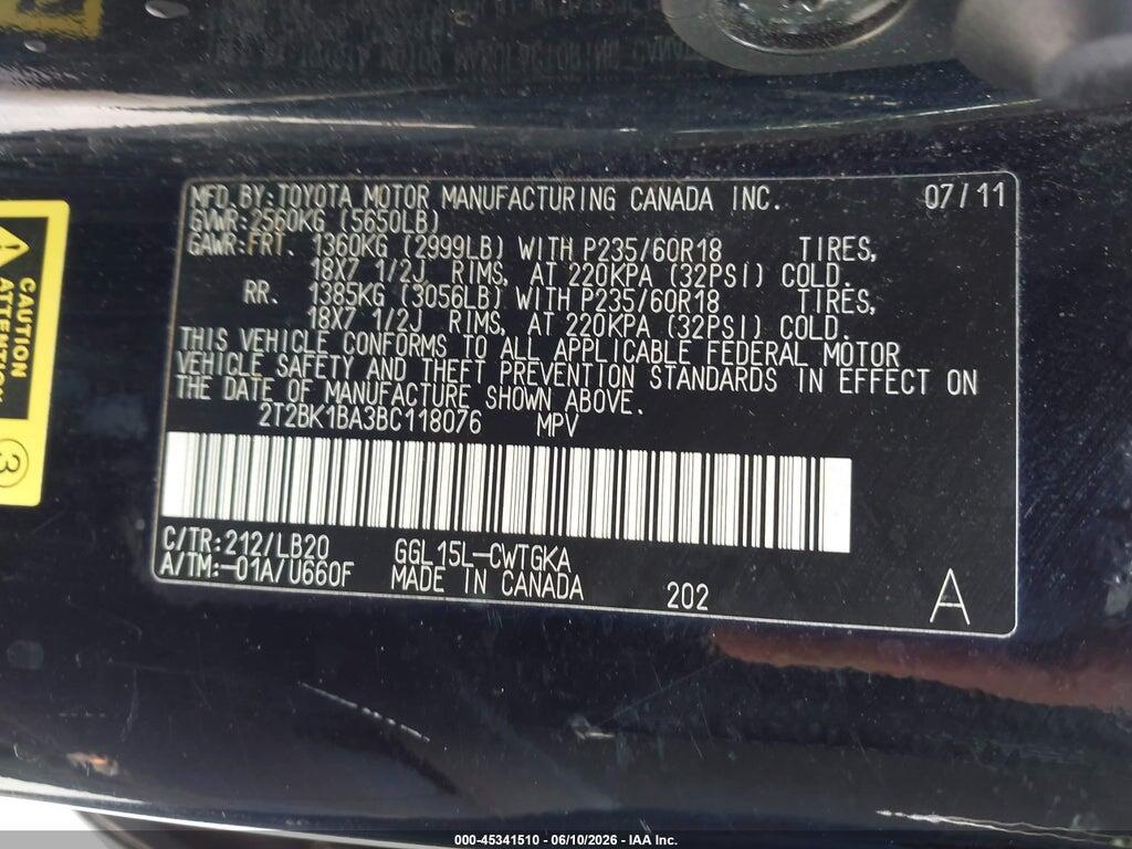 2T2BK1BA3BC118076 2011 LEXUS RX 350 photo no. 9