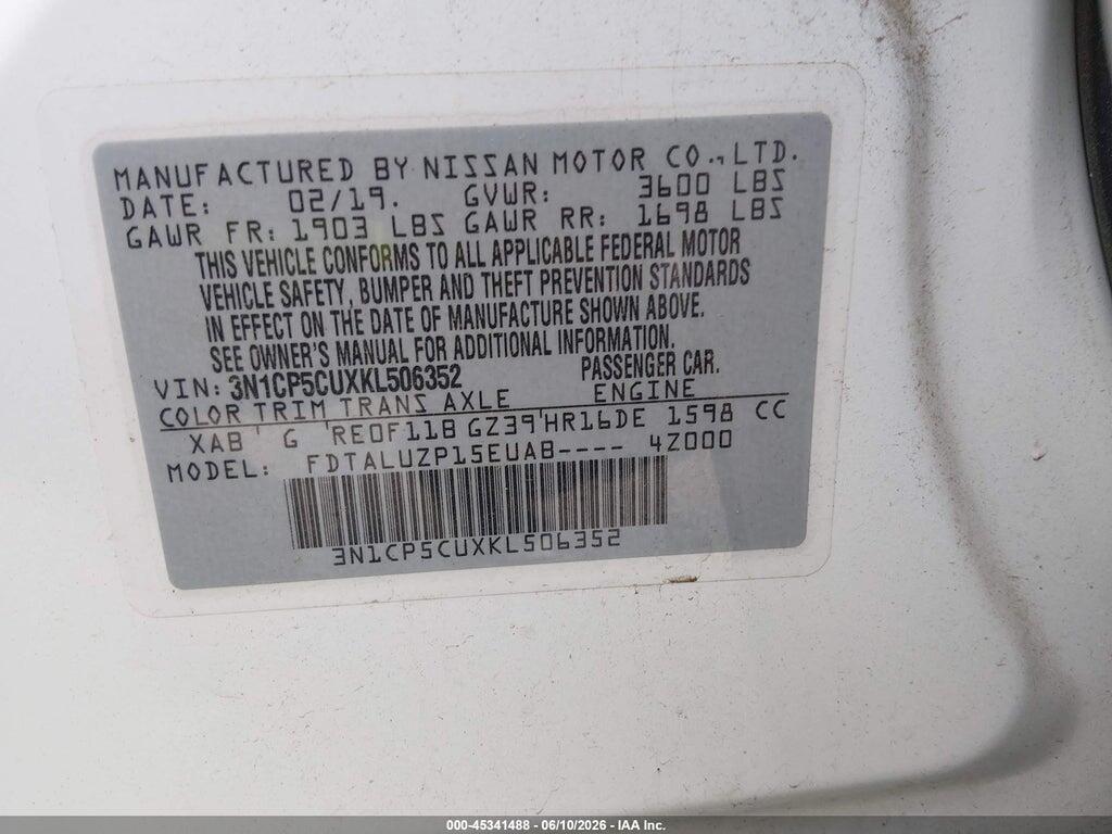 3N1CP5CUXKL506352 2019 NISSAN KICKS photo no. 9