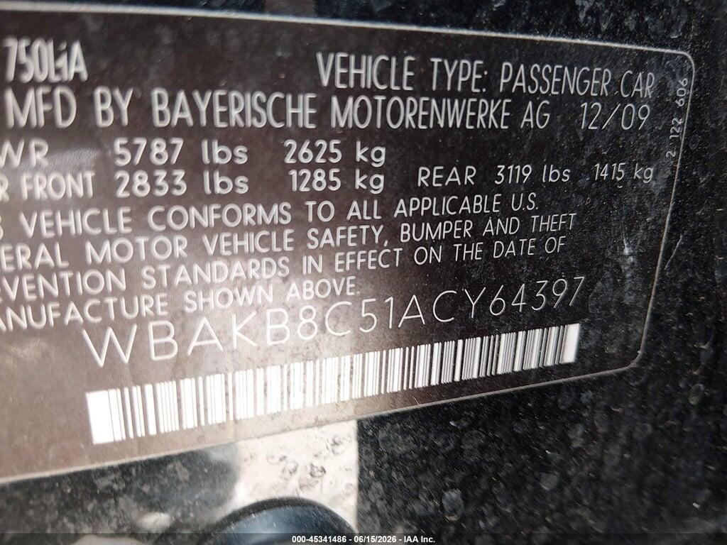 WBAKB8C51ACY64397 2010 BMW 750LI photo no. 9