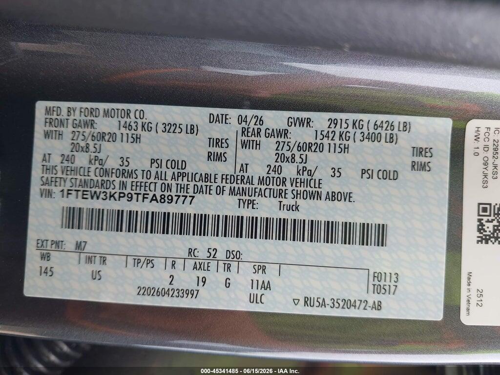 1FTEW3KP9TFA89777 2026 FORD F-150 photo no. 9