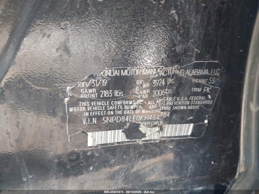 5NPD84LF0KH464784 2019 HYUNDAI ELANTRA photo no. 9