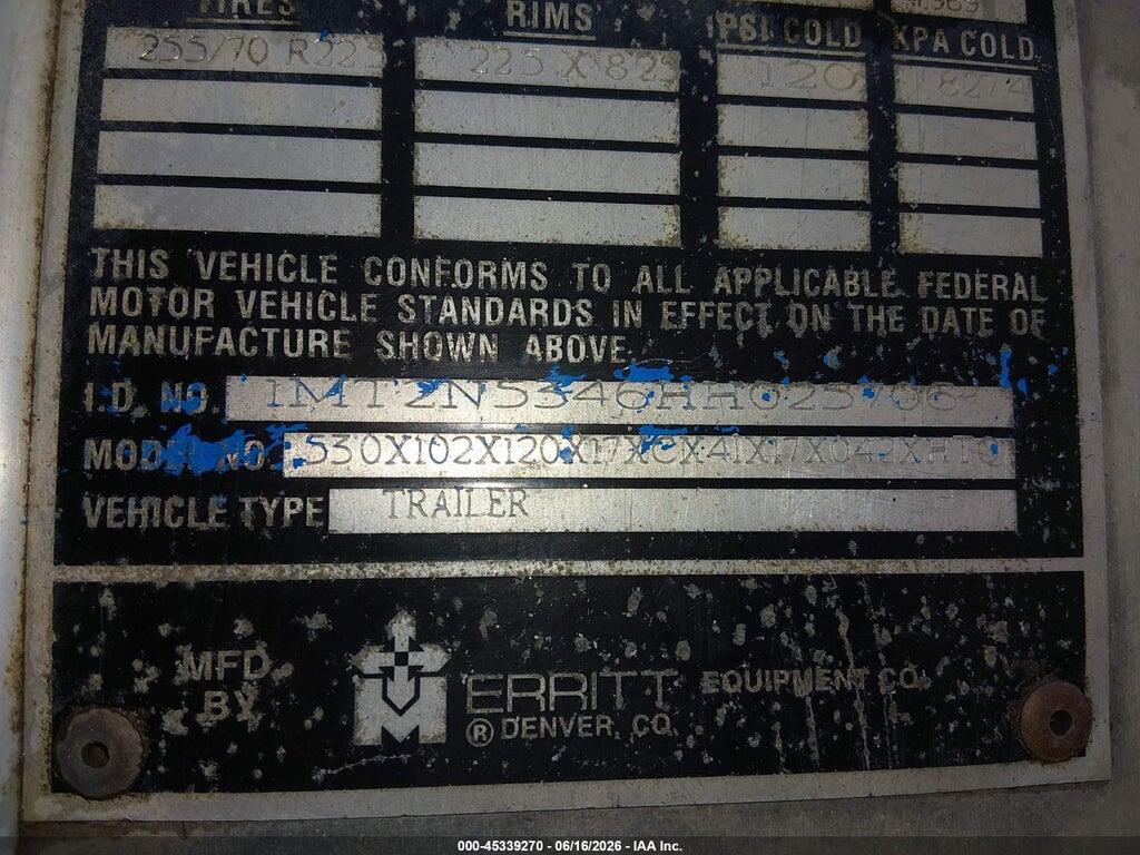 1MT2N5346HH025706 2017 MERRITT EQUIPMENT CO LIVESTOCK SEMI TRAILER photo no. 9