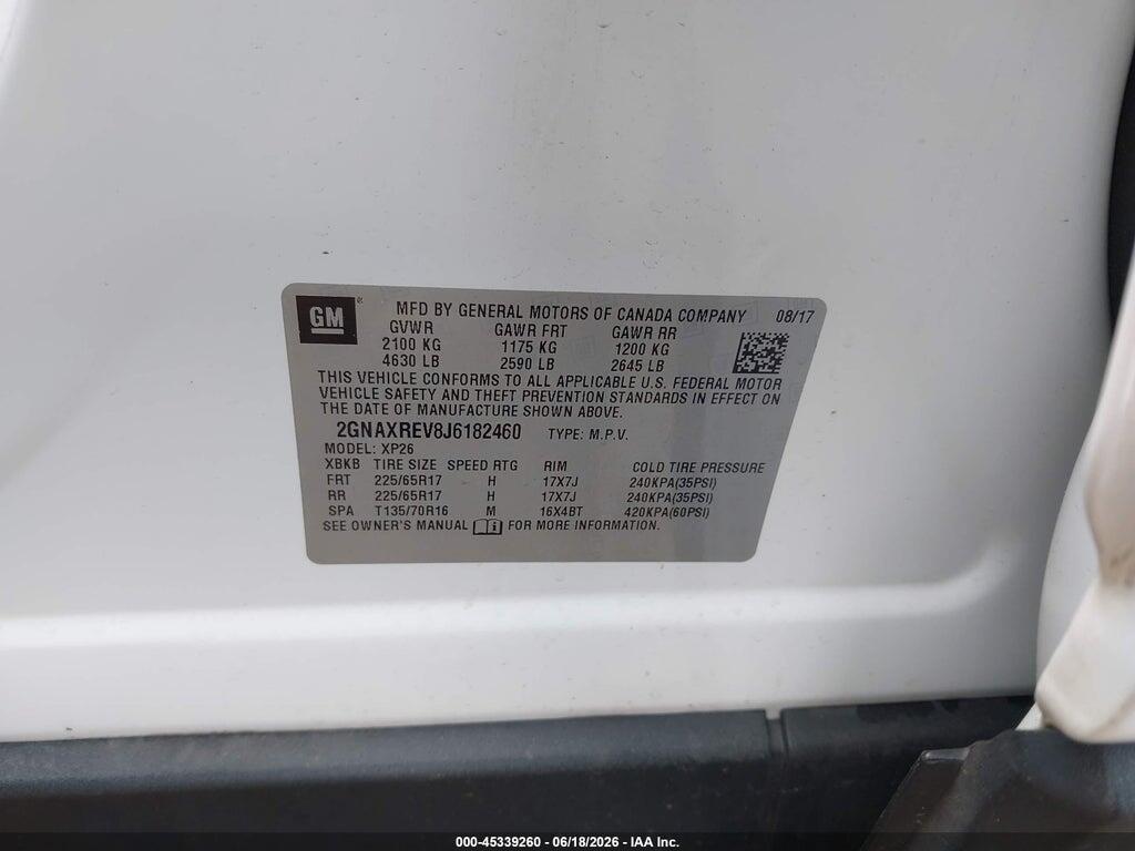 2GNAXREV8J6182460 2018 CHEVROLET EQUINOX photo no. 9