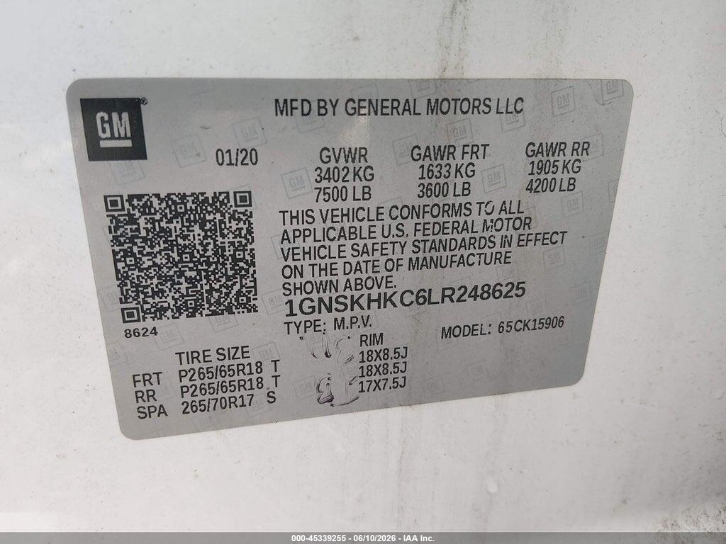 1GNSKHKC6LR248625 2020 CHEVROLET SUBURBAN photo no. 9