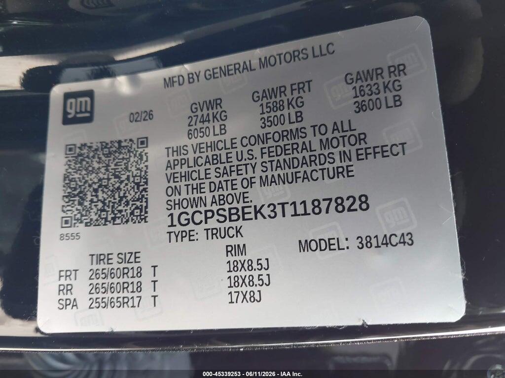 1GCPSBEK3T1187828 2026 CHEVROLET COLORADO photo no. 9