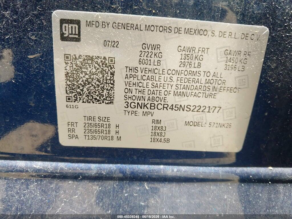 3GNKBCR45NS222177 2022 CHEVROLET BLAZER photo no. 9