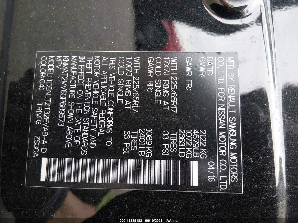 KNMAT2MV6GP689573 2016 NISSAN ROGUE photo no. 9