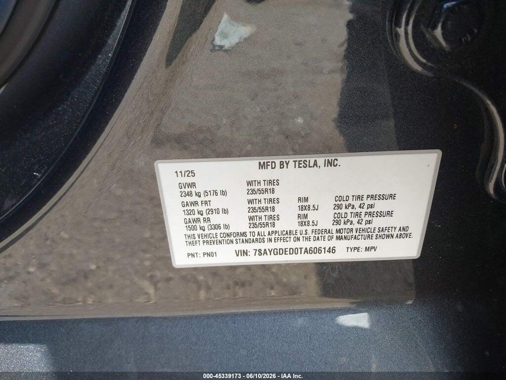 7SAYGDED0TA606146 2026 TESLA MODEL Y photo no. 9