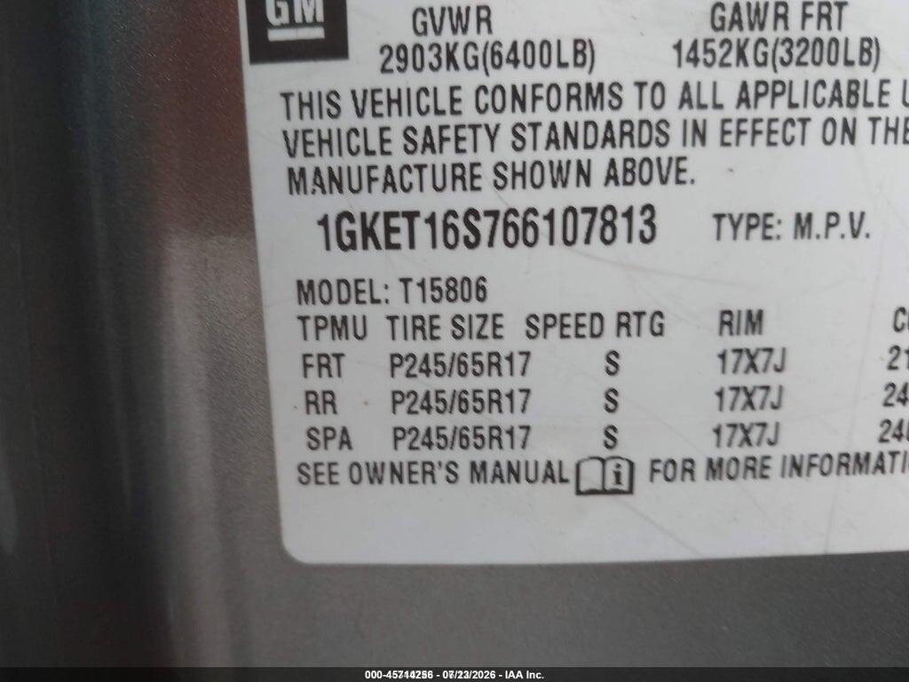 1GKET16S766107813 2006 GMC ENVOY XL photo no. 9
