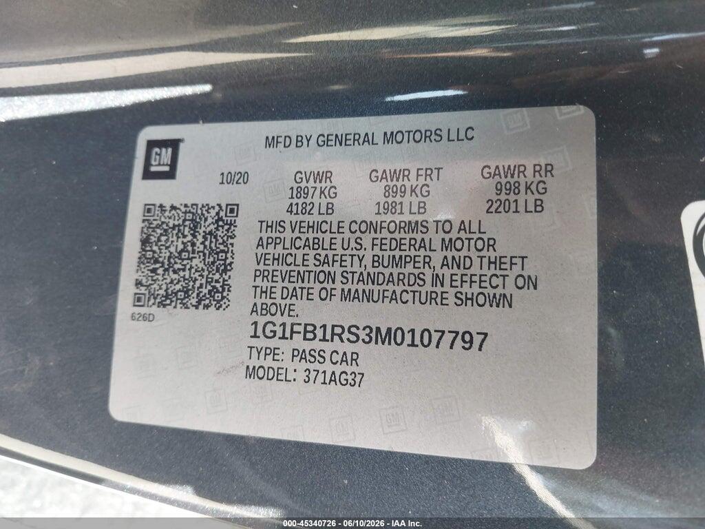 1G1FB1RS3M0107797 2021 CHEVROLET CAMARO photo no. 9