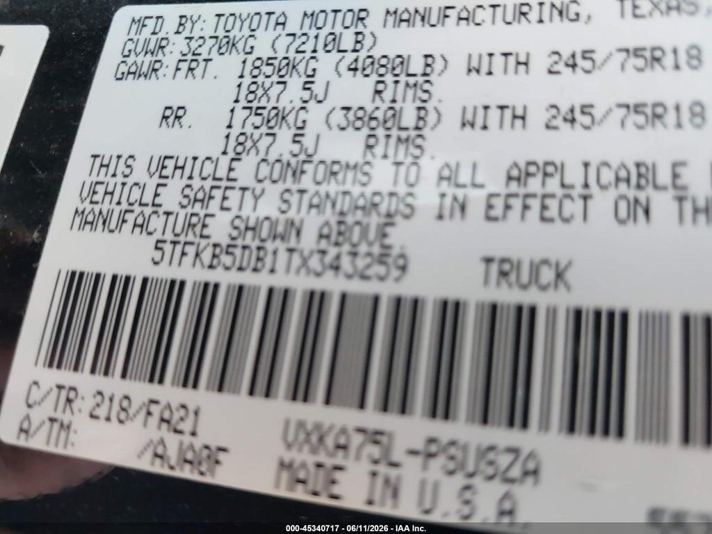 5TFKB5DB1TX343259 2026 TOYOTA TUNDRA photo no. 9