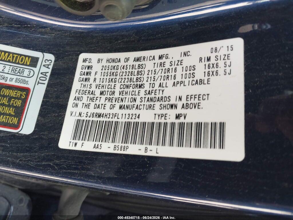 5J6RM4H33FL113234 2015 HONDA CR-V photo no. 9