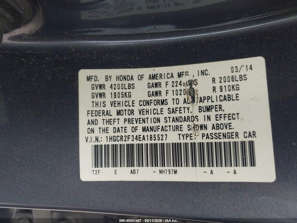 1HGCR2F34EA185527 2014 HONDA ACCORD photo no. 9